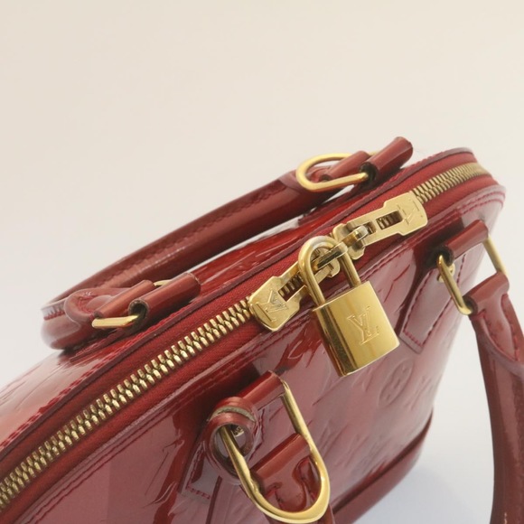 LOUIS VUITTON Vernis Rayures Alma BB Hand Bag Red LV Auth tp198 - Picture 7 of 16